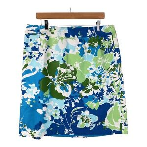 Talbots Women's Pencil‎ Skirt Blue Green Floral Print Size 16W